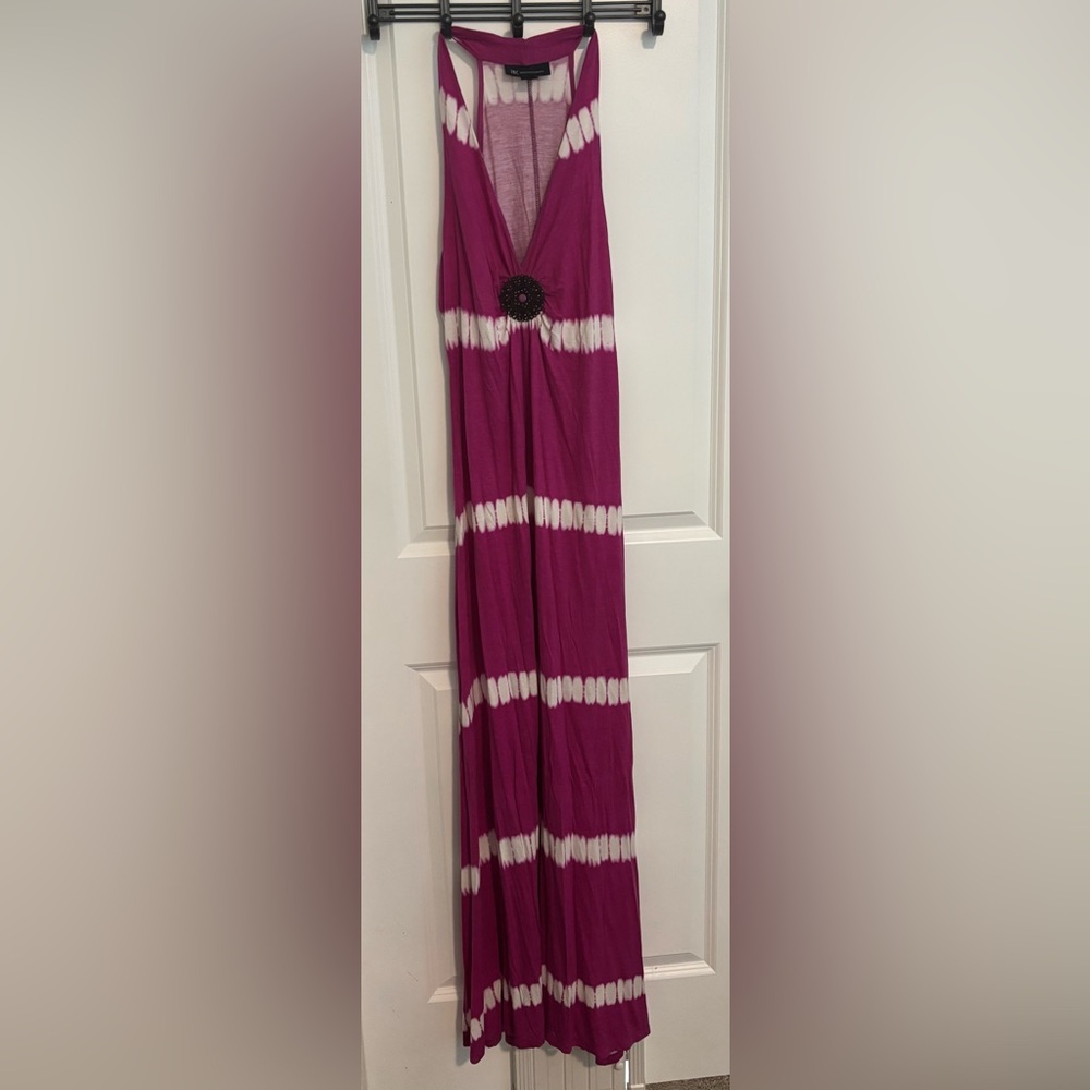 INC Halter Tie-Dye maxi dress  - Fuchsia & White